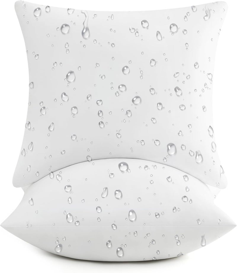 puredown ® 20x20 Outdoor Pillow Inserts, Set of 2, Fluffy Soft Water-Resistant Down Alternative Square Form Sham Stuffer for Porch Swing Sofa Couch Cushion Patio Furniture - Image 1